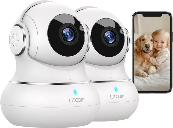 litokam 360 - Cámaras de seguridad para el hogar 2K, paquete de 2 c...