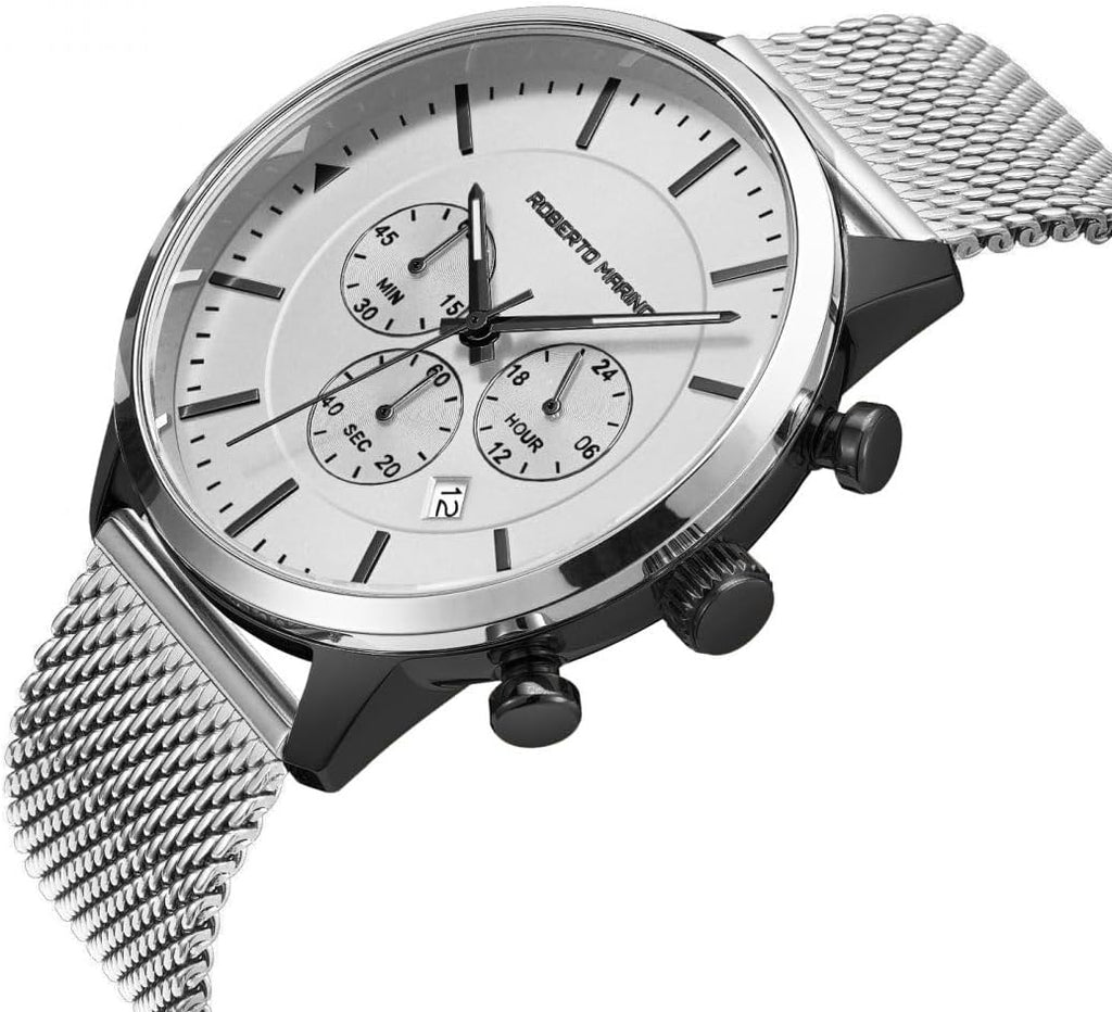 RM3435 Reloj de pulsera de lujo para hombre – Cuarzo japonés de acero inoxidable azul, resistente al agua 3 ATM – Relojes de vestir elegantes para hombre, diseño vintage, ideal como reloj para hombre
