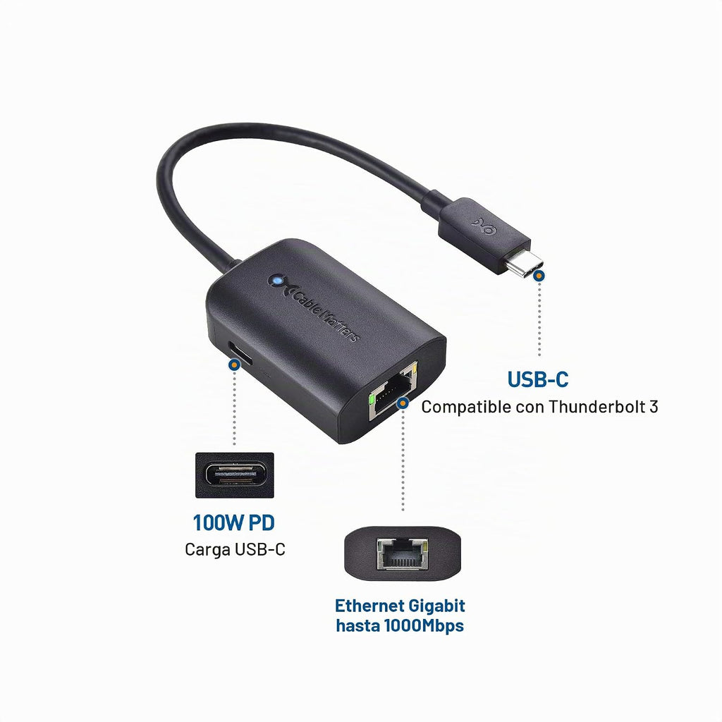 Cable Matters Adaptador USB C a Ethernet Gigabit con carga de 100 W
