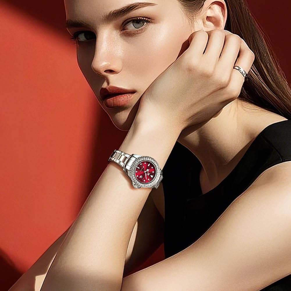 OLEVS Relojes para Mujer de Vestir Lujo Acero Inoxidable a Prueba de Agua Reloj de Muñeca