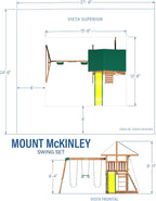 Backyard Discovery Mount Mckinley - Juego de columpio de madera de cedro con tobogán de olas, plataforma de juego, pared de escalada doble, escalera de cuerda, columpio de red, columpios de cinturón