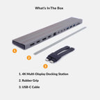 Hyper Estación de acoplamiento multipantalla para unidad – Diseño de ajuste de forma para MacBook de 13 a 14 pulgadas, HDMI 4K dual, 2 DP, Gigabit Ethernet, 3 USB-A, USB-C PD 100W, MicroSD/SD, 2 USB C