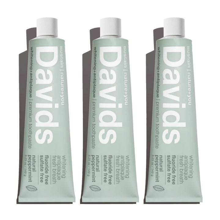 Davids Pasta de dientes sin flúor, blanqueamiento dental, antiplaca...
