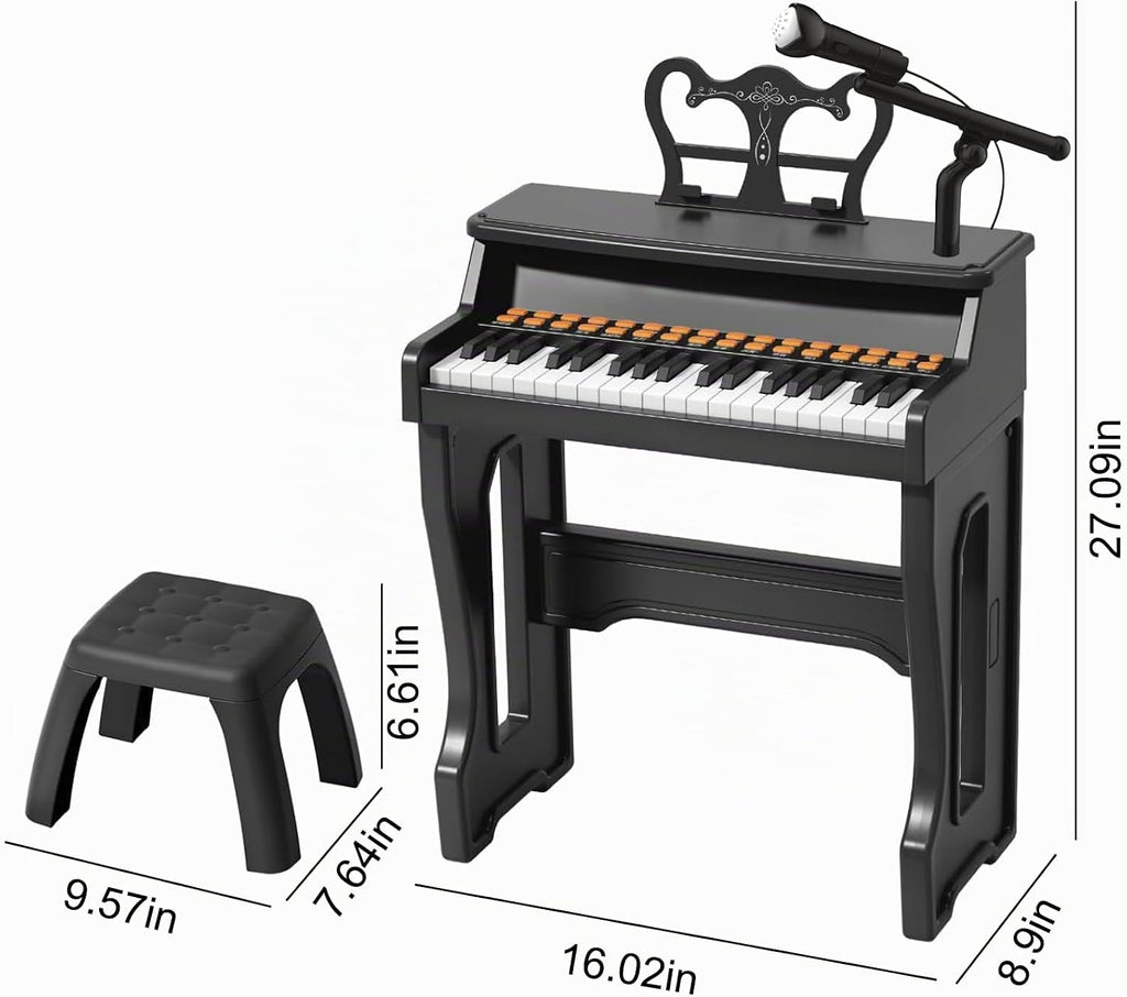 Teclado de piano para niños, teclado musical eléctrico de 37 teclas con micrófono, soporte y taburete, juguetes de piano para principiantes de 3, 4, 5, 6 años, regalo de cumpleaños para niñas y niños
