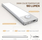 Paquete de 6 luces inalámbricas para debajo del gabinete, 32 luces LED con sensor de movimiento, luces magnéticas recargables para interiores, funciona con pilas, luces debajo del mostrador para