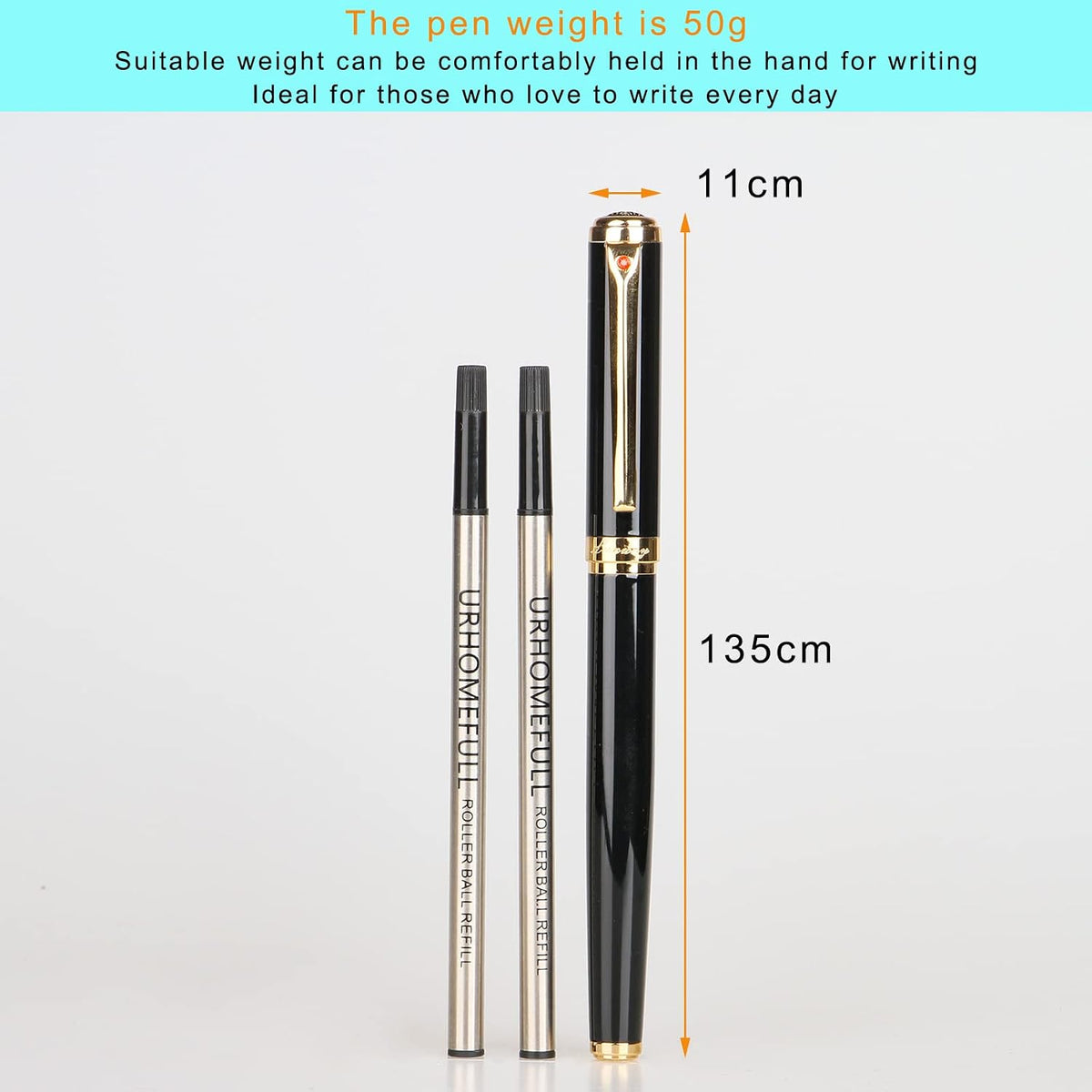 Bolígrafo Rollerball de Lujo Impresionante con Ribete de Oro de 24K, Punta Suiza con Repuestos de Tinta Negra, Juego de Bolígrafo Perfecto como Regalo para Hombres y Mujeres, Juego de