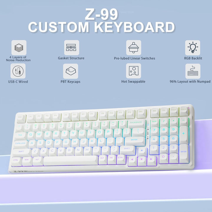 HUO JI E-Yooso Teclado mecánico cremoso con cable, intercambiable e...