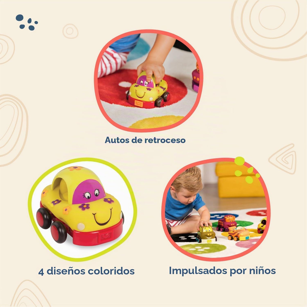 B. toys Wheeee-Ls! - Coches de tracción con 4 sonidos, interactivos