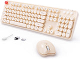 Teclado y mouse inalámbricos, 104 teclas redondas MOFII máquina de...