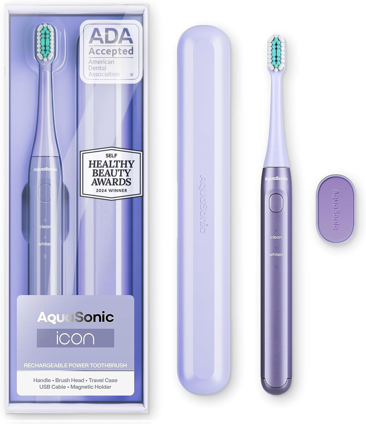 Aquasonic Icon - Cepillo de dientes recargable aceptado por la ADA,...