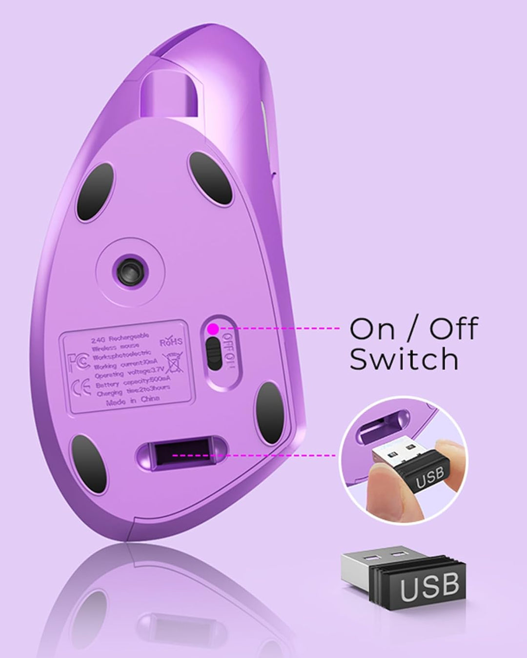 Lekvey Ratón Ergonómico, Ratón Vertical Inalámbrico Recargable 2.4...