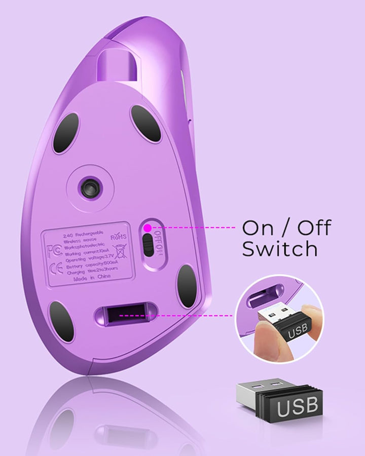 Lekvey Ratón Ergonómico, Ratón Vertical Inalámbrico Recargable 2.4...