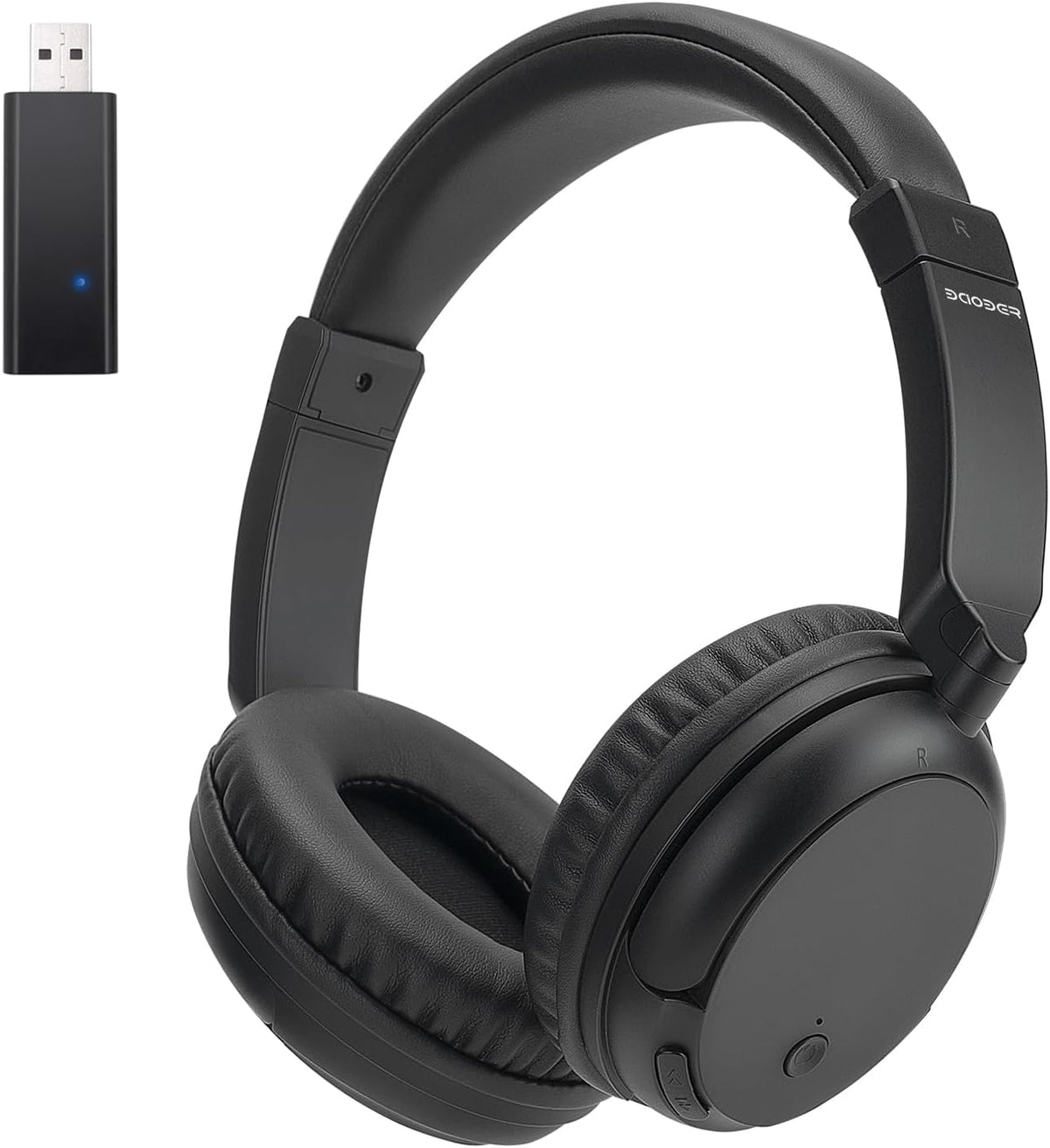 Auriculares inalámbricos Bluetooth sobre la oreja, transmisor Bluetooth para TV, PC, dispositivo de audio de 0.138 in, auriculares con cable e inalámbricos (negro)