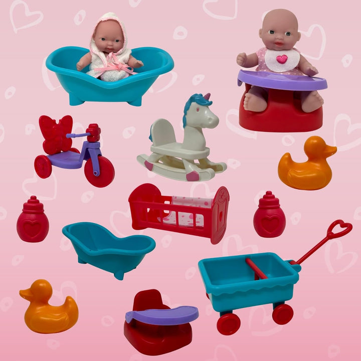 Mini juego de muñecas de bebé, juego de muñecas pequeñas con acceso...