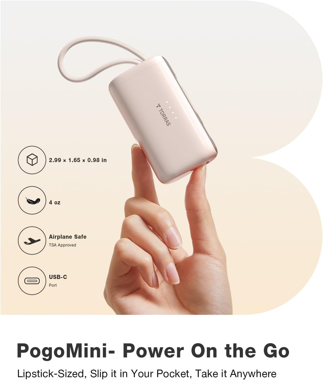 TORRAS Cargador portátil 2-en-1 para iPhone 16, banco de energía mi...