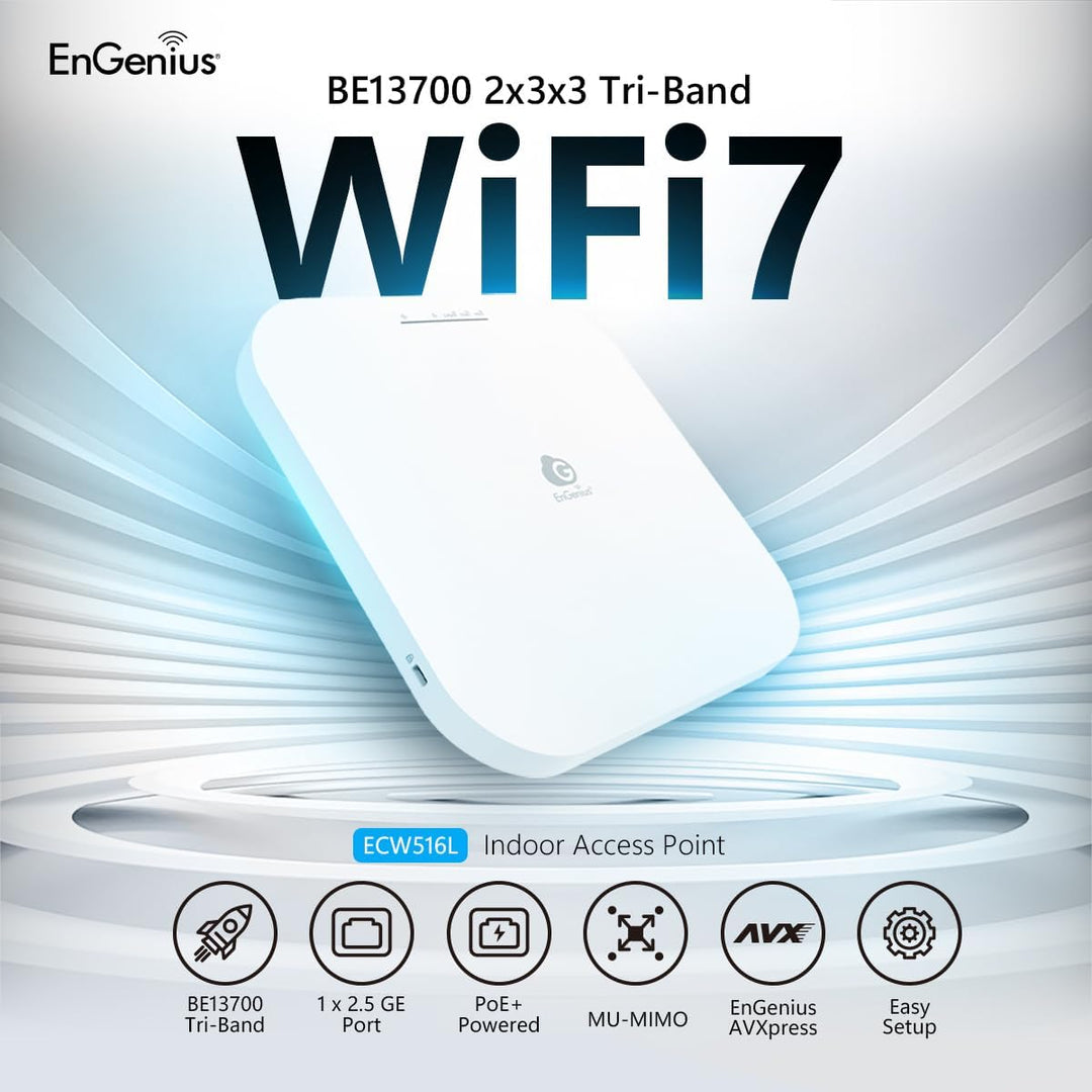 EnGenius Punto de acceso de tres bandas ECW516L Wi-Fi 7 Cloud Lite...