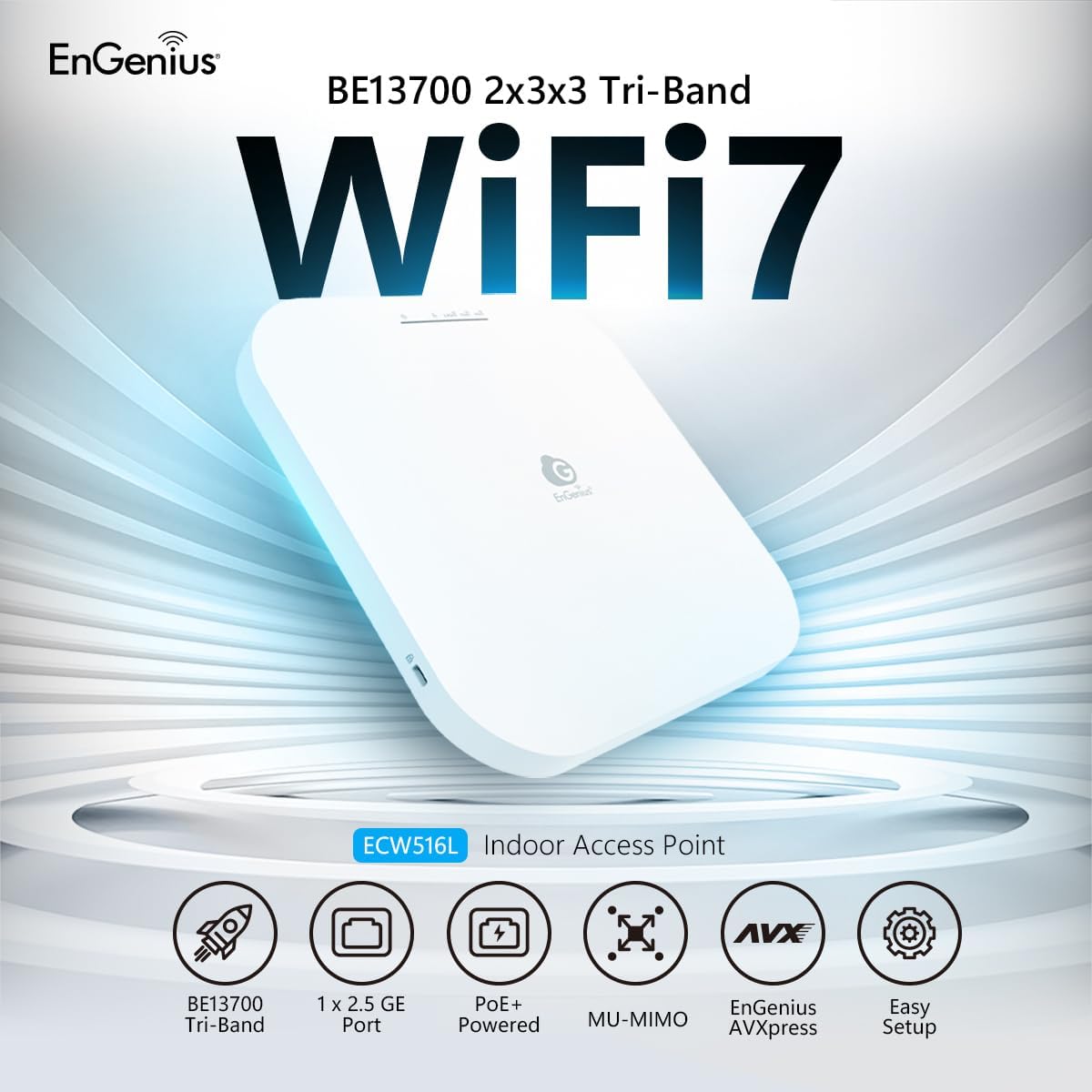 EnGenius Punto de acceso de tres bandas ECW516L Wi-Fi 7 Cloud Lite...