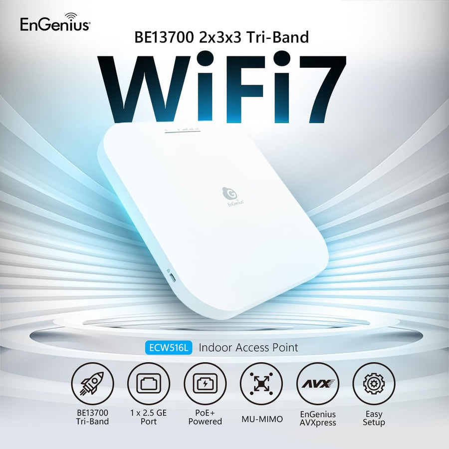 EnGenius Punto de acceso de tres bandas ECW516L Wi-Fi 7 Cloud Lite...