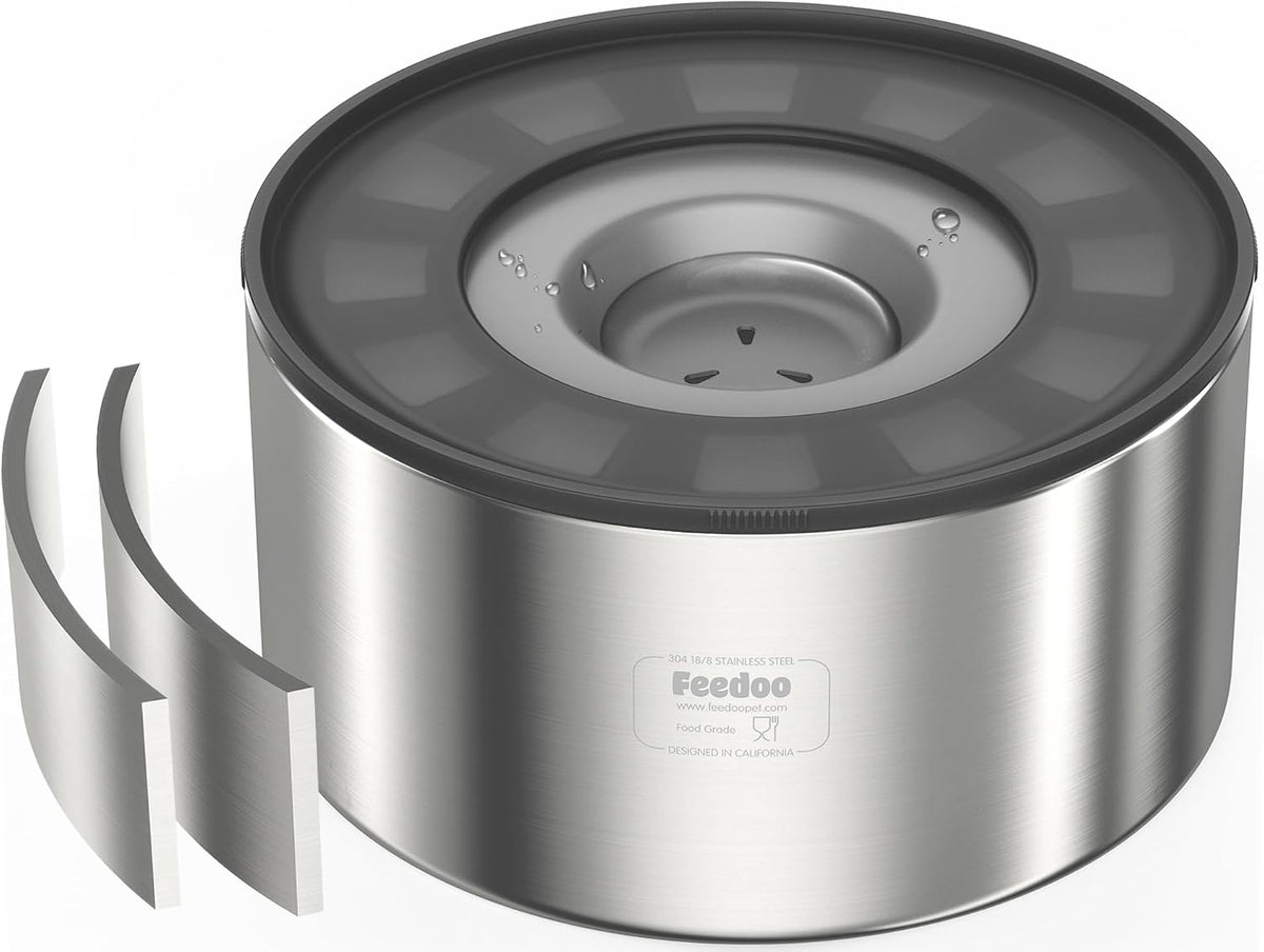 Feedoo Tazón de Agua de 1 Galón sin Derrame para Perros, de Acero Inoxidable de Doble Pared con Tapa Antisalpicaduras y Disco Flotante, Base Antideslizante, Comedero de Agua Lento Fácil de Limpiar