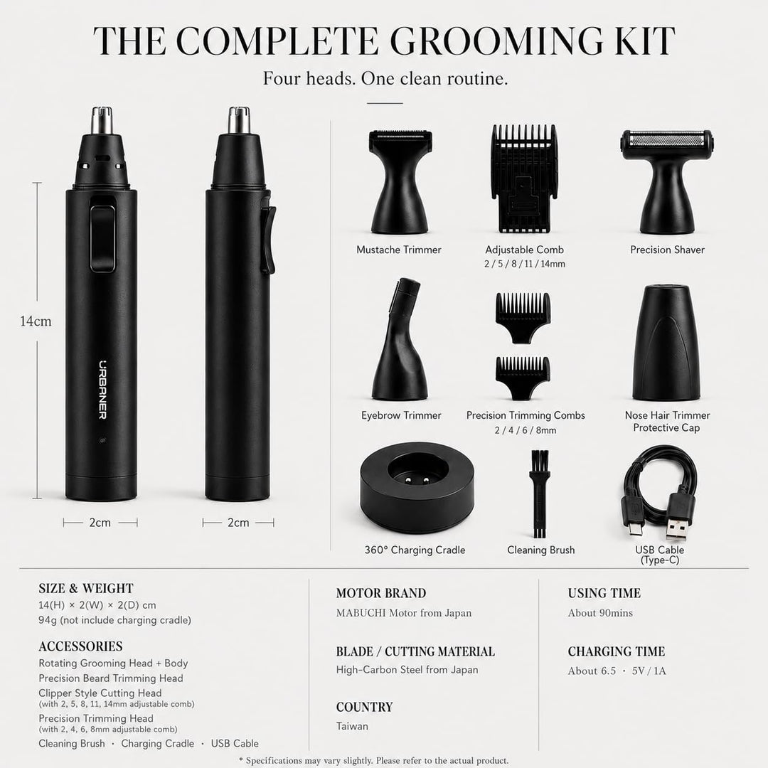 URBANER Recortadora de bigotes para hombres, kit completo de aseo c...