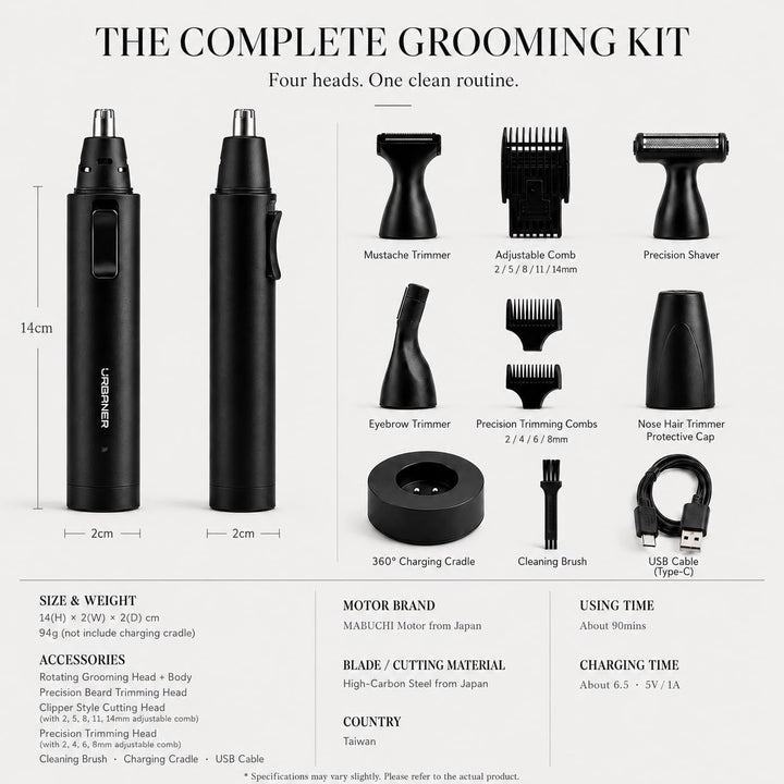 URBANER Recortadora de bigotes para hombres, kit completo de aseo c...