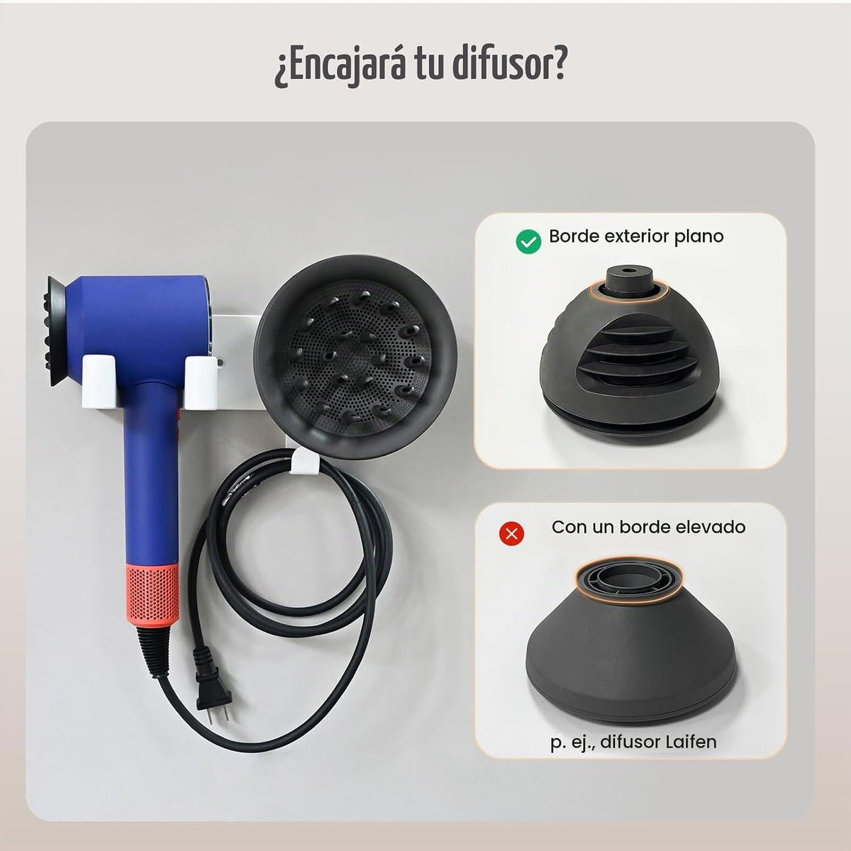 Soporte para secador de pelo blanco, soporte para secadora de pelo