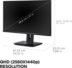 ViewSonic VG2748A-2K Monitor de 27 pulgadas 1440p, IPS con sensor d...