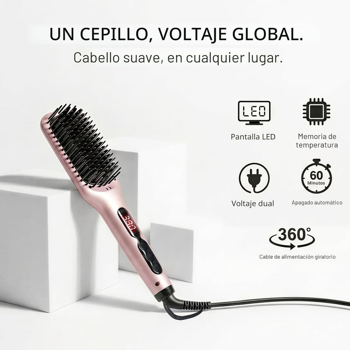 MEGAWISE Cepillo alisador de pelo, cepillo de pelo calentado iónico...
