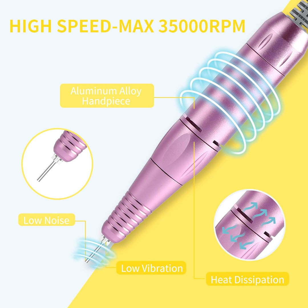 Taladro de uñas portátil profesional de 35000 RPM, MOCOWIND recarga...