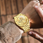 OLEVS Reloj para hombre Big Face Acero inoxidable Impermeable Luminoso Diamante