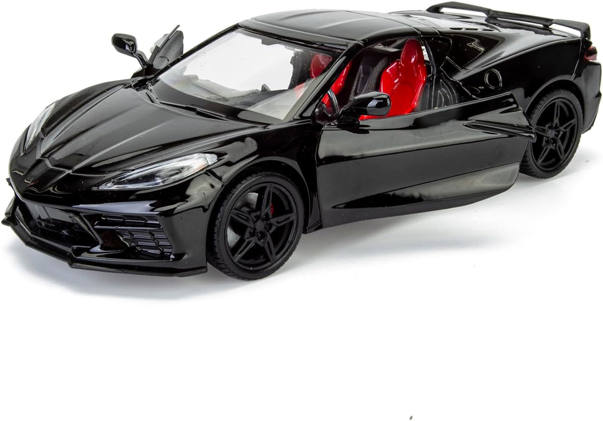 Motormax 2020 Chevrolet Corvette C8 Stingray 1:24 Diecast Black All Star Toys Exclusivo