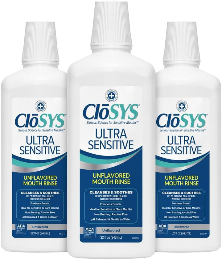 CloSYS Enjuague bucal ultra sensible, 32 onzas, paquete de 3, enjua...
