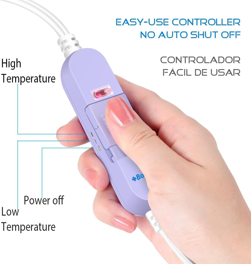 Boncare® Almohadilla térmica eléctrica de vinilo grande para cuello, hombros y espalda sin apagado automático, niveles de calor bajos y altos, almohadilla térmica impermeable con funda lavable (12 x 24 pulgadas, paquete de 3)
