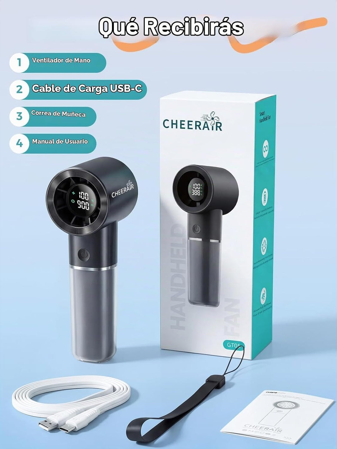 Cheerair Ventilador portátil de mano, potente mini ventilador perso...