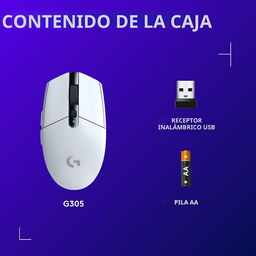 Logitech G 305 Lightspeed - Mouse inalámbrico para juegos, sensor d...