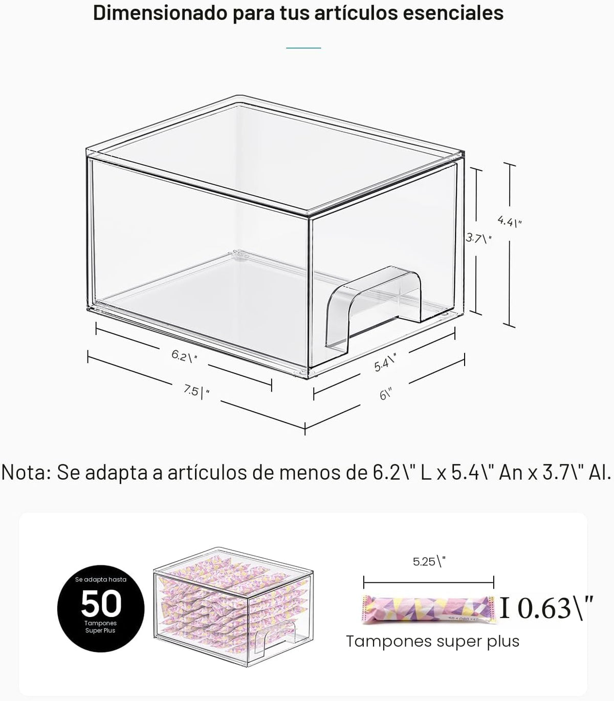 Vtopmart 4 Pack Small Clear Stackable Storage Drawers, Fits Narrow Spaces