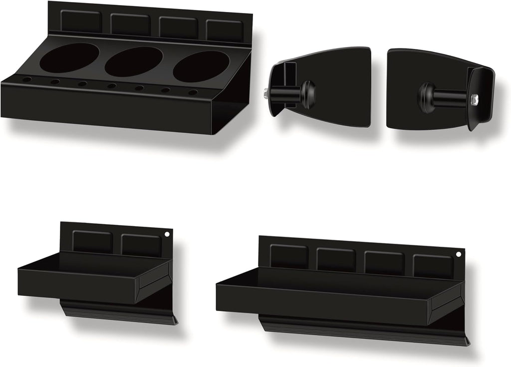 C&T - Juego de estante magnético para caja de herramientas de 4 piezas, bandeja y soporte, juego de bandeja magnética para caja de herramientas, caja de herramientas para almacenamiento en estante