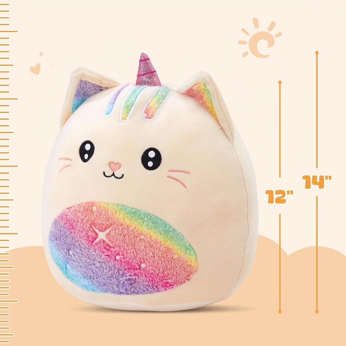 Athionsu - Almohada de peluche de unicornio de 14 pulgadas, suave