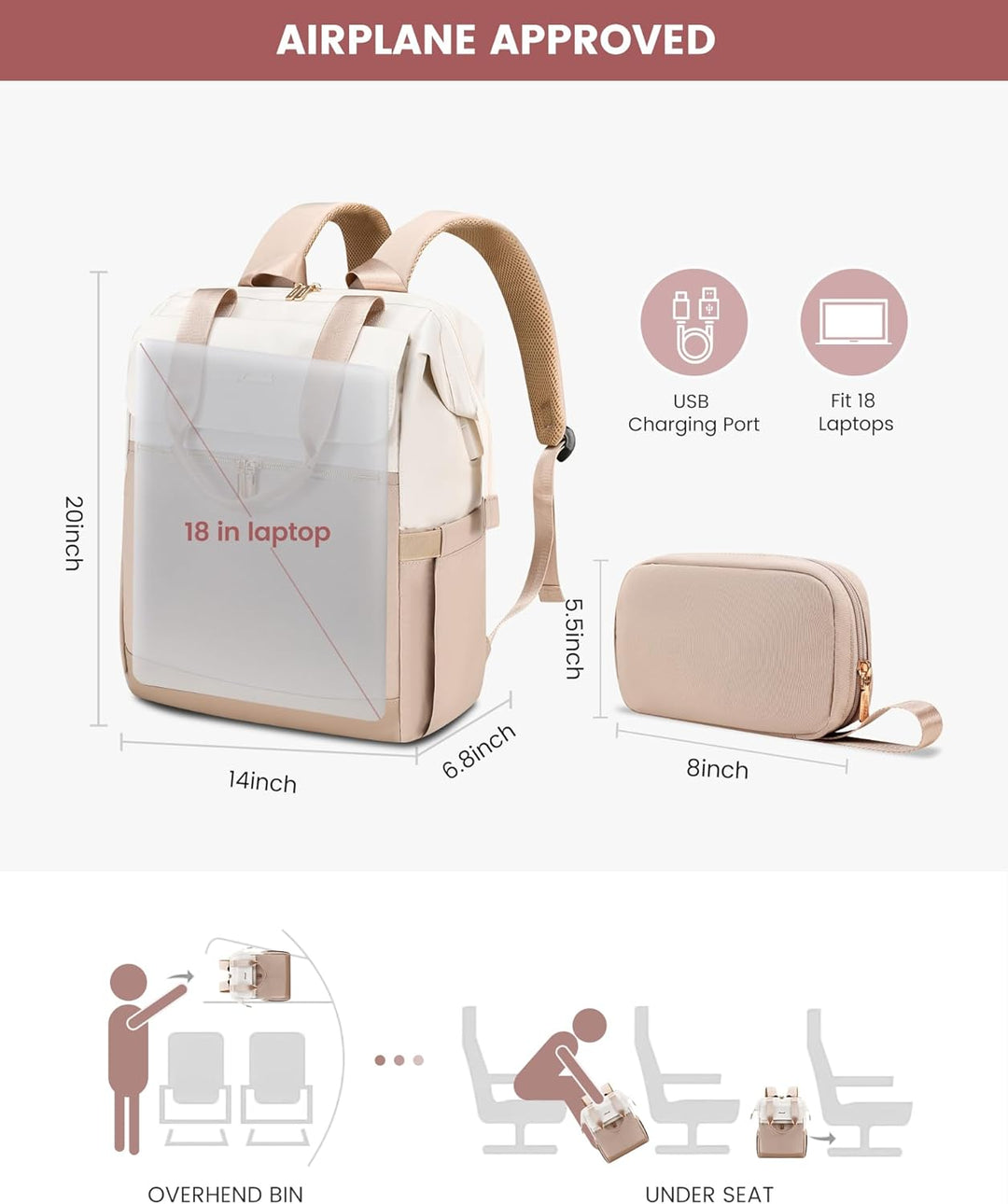 LOVEVOOK Mochila para laptop para mujeres, mochila de trabajo conve...
