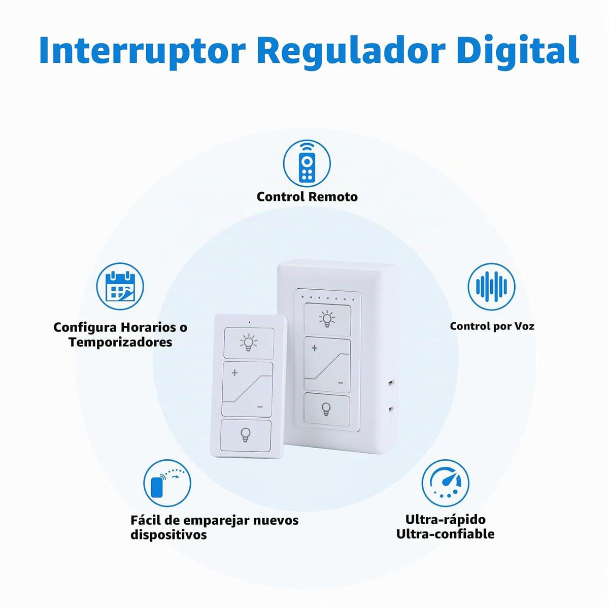 Lámpara Regulador de intensidad enchufable, enchufe inalámbrico con control remoto, interruptor de luz digital para lámpara compatible con Alexa, para luces LED/CFL regulables e incandescentes/halógenas