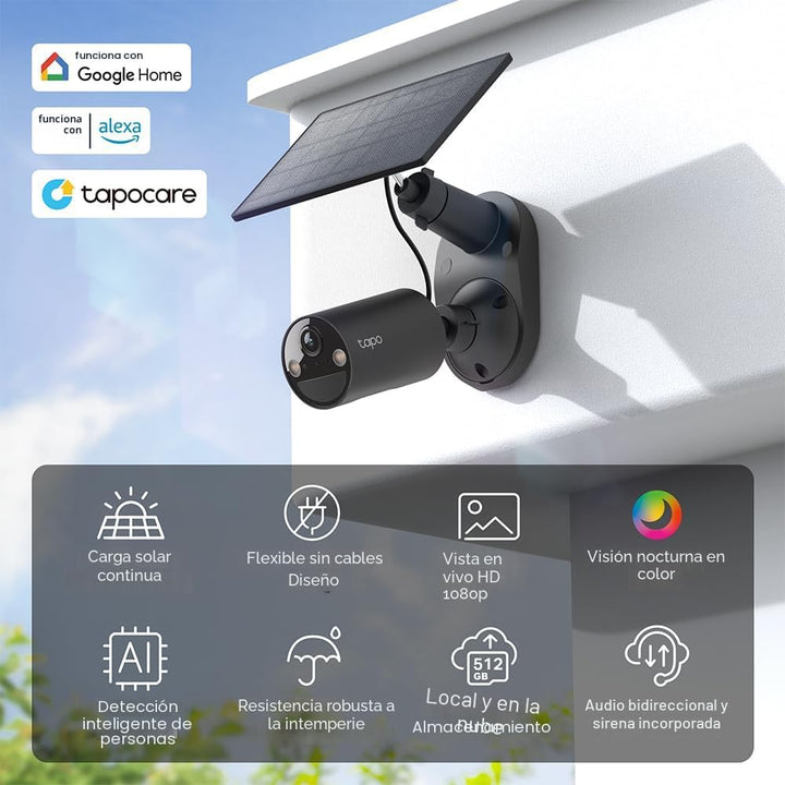 Tapo SolarCam - Cámara de seguridad inalámbrica para exteriores de...