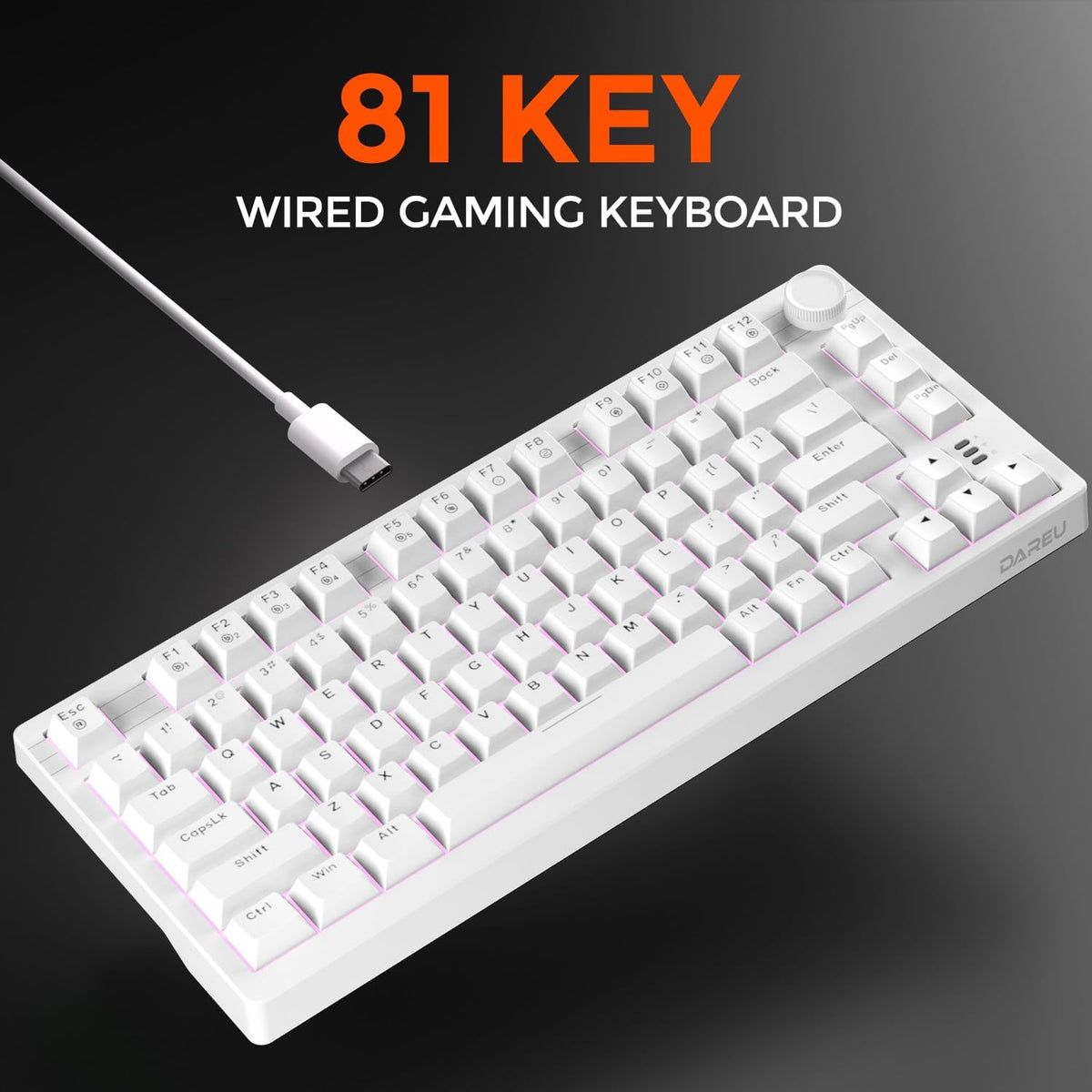 DAREU EK75 Teclado mecánico con cable, teclado 75% con perilla de v...