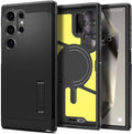 Spigen Funda para Galaxy S24 Ultra, Tough Armor MagFit [Kickstand] [Compatible con MagSafe] [Protección de grado militar] - Negro