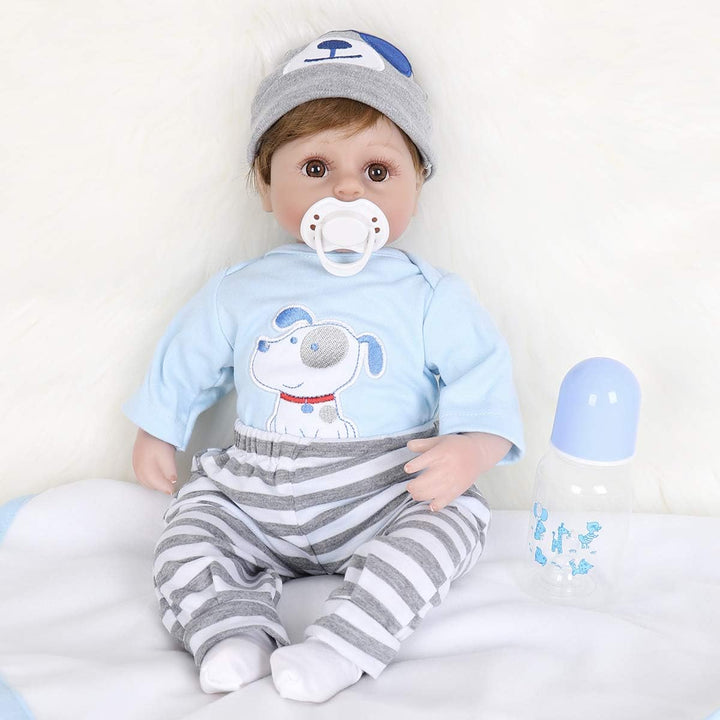 ENADOLL Reborn Baby Doll realista de vinilo de silicona bebé azul p...