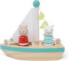 Jack Rabbit Creations Barco de juguete de madera - Juguete flotante de baño