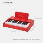 Teclado de piano para niños, piano digital para niños, instrumento educativo musical, juguete de madera para niñas y niños a partir de 3 años (rojo, 25 teclas)