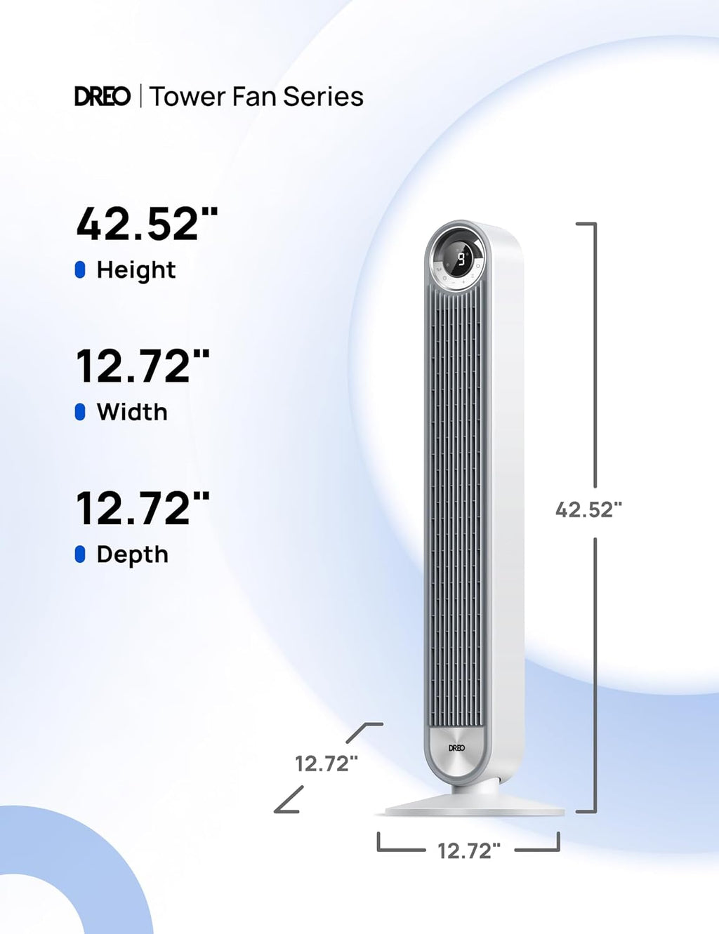 DREO Ventilador de torre para dormitorio, velocidad CC mejorada de...