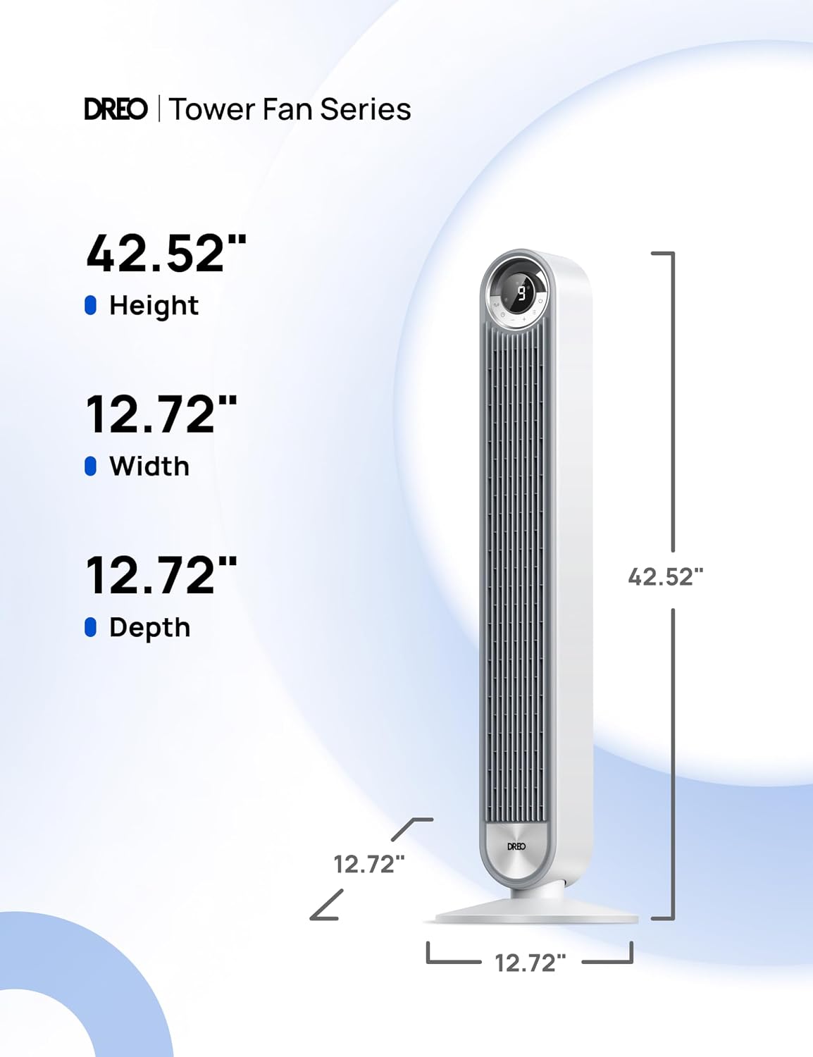 DREO Ventilador de torre para dormitorio, velocidad CC mejorada de...