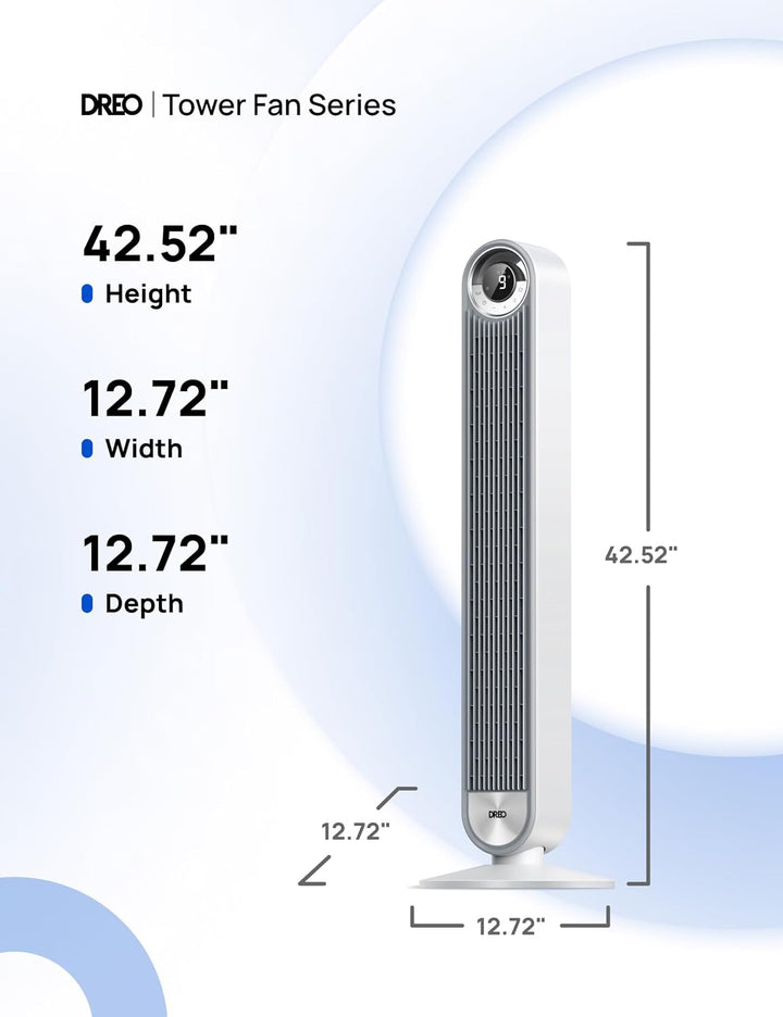 DREO Ventilador de torre para dormitorio, velocidad CC mejorada de...