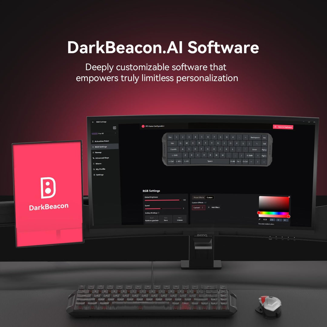 DarkBeacon Blade68 Teclado mecánico con cable 65%, interruptores si...